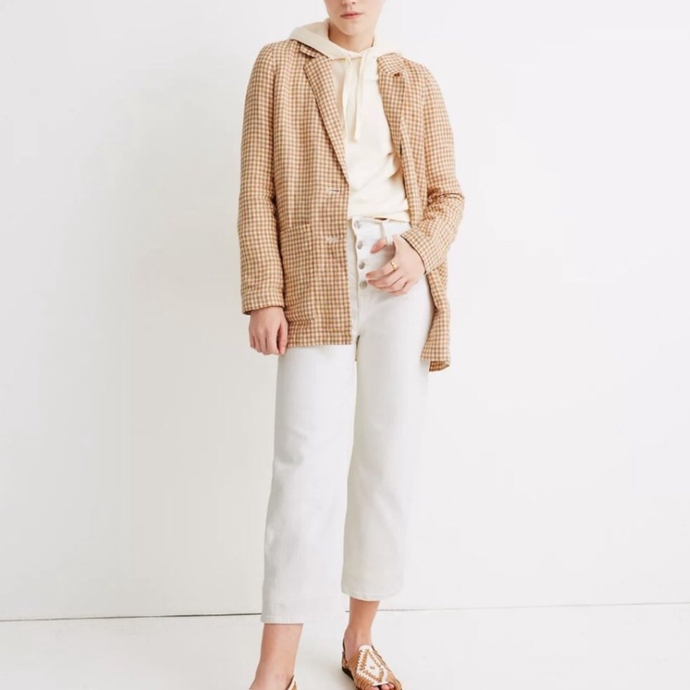Madewell Linen Dorset Blazer in Gingham NWT